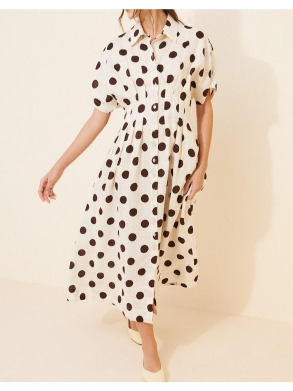 Anthropologie Tobie Linen Shirt Dress Midi Vintage Charming Old Money Womens XS